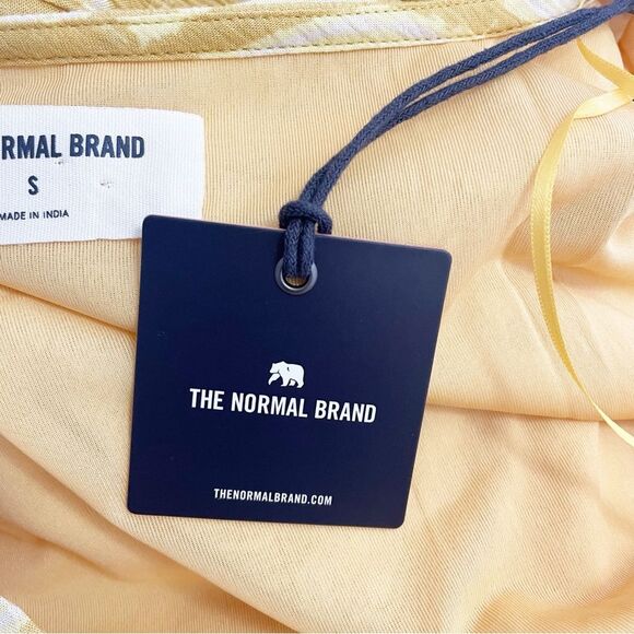 NWT The Normal Brand Ezra Crepe Deep V Button Thru Dress Yellow Size Small NEW - Picture 12 of 16